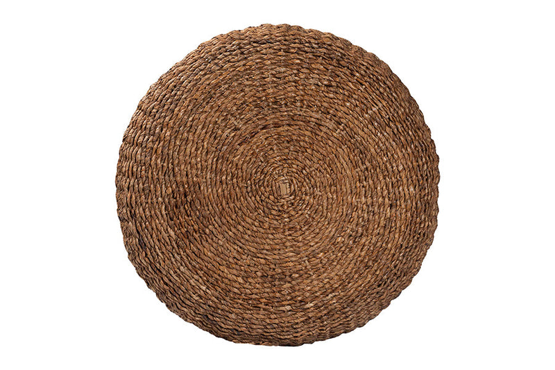 Romana Handwoven Seagrass Coffee Table with Wooden Legs Baxton