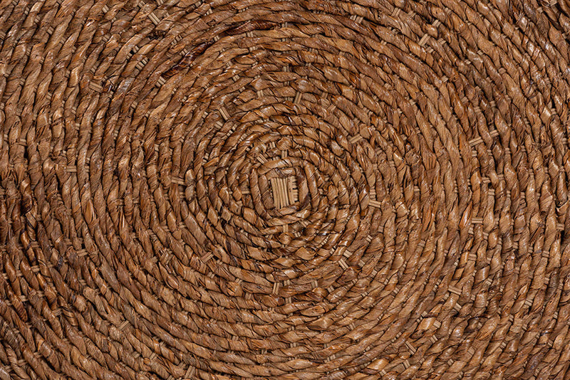 Romana Handwoven Seagrass Coffee Table with Wooden Legs Baxton