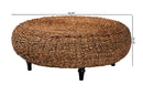 Romana Handwoven Seagrass Coffee Table with Wooden Legs Baxton