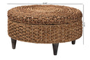 Tabitha Handwoven Seagrass Storage Ottoman w/Lift Top Lid Baxton