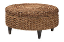 Tabitha Handwoven Seagrass Storage Ottoman w/Lift Top Lid Baxton