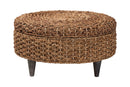 Tabitha Handwoven Seagrass Storage Ottoman w/Lift Top Lid Baxton