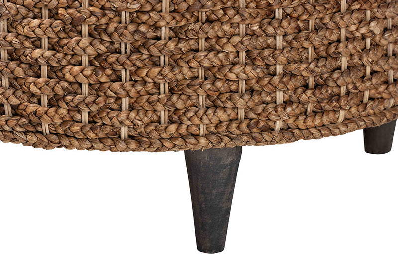 Tabitha Handwoven Seagrass Storage Ottoman w/Lift Top Lid Baxton