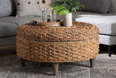 Tabitha Handwoven Seagrass Storage Ottoman w/Lift Top Lid Baxton