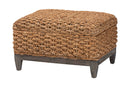 Tabitha Handwoven Seagrass Storage Ottoman with Lift Top Lid Baxton