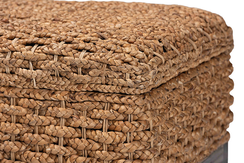 Tabitha Handwoven Seagrass Storage Ottoman with Lift Top Lid Baxton