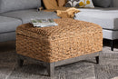 Tabitha Handwoven Seagrass Storage Ottoman with Lift Top Lid Baxton