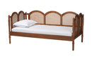 Caroline Scalloped Daybed - Twin Size Wooden Frame with Rattan Panels Baxton