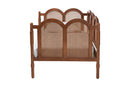 Caroline Scalloped Daybed - Twin Size Wooden Frame with Rattan Panels Baxton