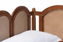 Caroline Scalloped Daybed - Twin Size Wooden Frame with Rattan Panels Baxton