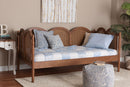 Caroline Scalloped Daybed - Twin Size Wooden Frame with Rattan Panels Baxton