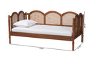 Caroline Scalloped Daybed - Twin Size Wooden Frame with Rattan Panels Baxton