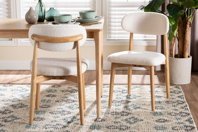 Walthard Boucle Upholstered Dining Chair Set of 2 Baxton
