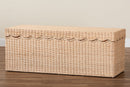 Helios Scallop Natural Rattan Bench with Lift-top Lid Baxton