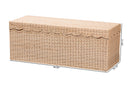 Helios Scallop Natural Rattan Bench with Lift-top Lid Baxton
