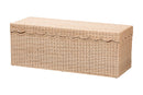 Helios Scallop Natural Rattan Bench with Lift-top Lid Baxton