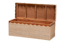 Helios Scallop Natural Rattan Bench with Lift-top Lid Baxton