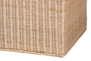 Helios Scallop Natural Rattan Bench with Lift-top Lid Baxton