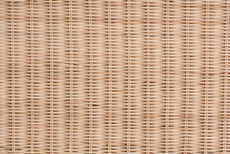 Helios Scallop Natural Rattan Bench with Lift-top Lid Baxton