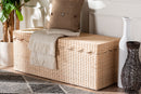 Helios Scallop Natural Rattan Bench with Lift-top Lid Baxton
