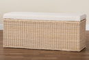 Ariba Braided Natural Rattan Storage Bench with Cushioned Lift-Top Lid Baxton