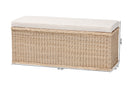 Ariba Braided Natural Rattan Storage Bench with Cushioned Lift-Top Lid Baxton