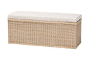 Ariba Braided Natural Rattan Storage Bench with Cushioned Lift-Top Lid Baxton