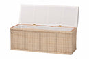 Ariba Braided Natural Rattan Storage Bench with Cushioned Lift-Top Lid Baxton