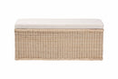Ariba Braided Natural Rattan Storage Bench with Cushioned Lift-Top Lid Baxton