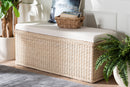 Ariba Braided Natural Rattan Storage Bench with Cushioned Lift-Top Lid Baxton