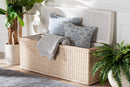 Ariba Braided Natural Rattan Storage Bench with Cushioned Lift-Top Lid Baxton