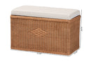 Glennis Braided Natural Rattan Storage Bench with Cushioned Lift-Top Lid Baxton