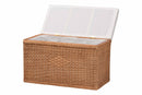 Glennis Braided Natural Rattan Storage Bench with Cushioned Lift-Top Lid Baxton