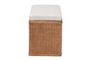 Glennis Braided Natural Rattan Storage Bench with Cushioned Lift-Top Lid Baxton