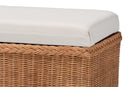 Glennis Braided Natural Rattan Storage Bench with Cushioned Lift-Top Lid Baxton