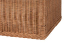 Glennis Braided Natural Rattan Storage Bench with Cushioned Lift-Top Lid Baxton