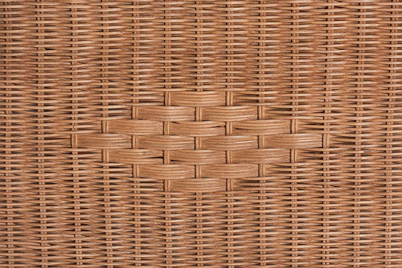 Glennis Braided Natural Rattan Storage Bench with Cushioned Lift-Top Lid Baxton