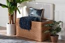 Glennis Braided Natural Rattan Storage Bench with Cushioned Lift-Top Lid Baxton