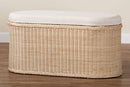 Ariba Braided Natural Rattan Storage Bench with Cushioned Lift-Top Lid Baxton