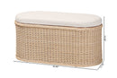 Ariba Braided Natural Rattan Storage Bench with Cushioned Lift-Top Lid Baxton
