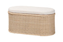 Ariba Braided Natural Rattan Storage Bench with Cushioned Lift-Top Lid Baxton
