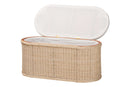 Ariba Braided Natural Rattan Storage Bench with Cushioned Lift-Top Lid Baxton