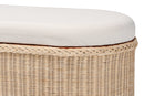 Ariba Braided Natural Rattan Storage Bench with Cushioned Lift-Top Lid Baxton