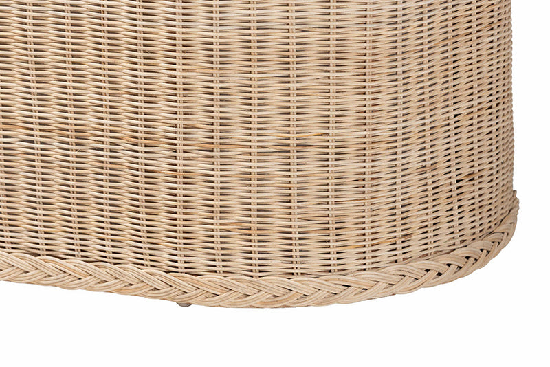 Ariba Braided Natural Rattan Storage Bench with Cushioned Lift-Top Lid Baxton