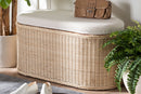 Ariba Braided Natural Rattan Storage Bench with Cushioned Lift-Top Lid Baxton