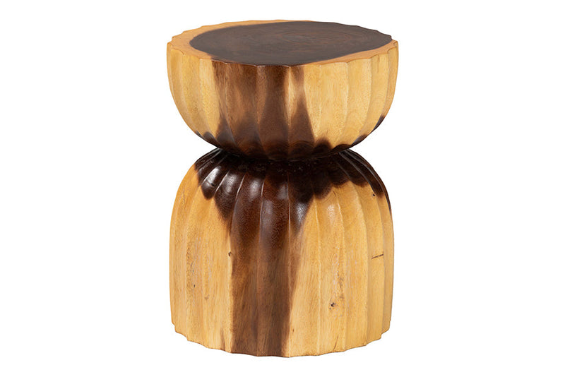 Olivera Hand- carved Suar Wood Side Table Baxton