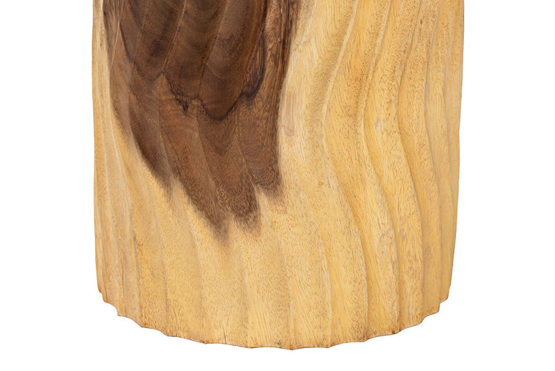 Eliada Hand-carved Suar Wood Side Table Baxton
