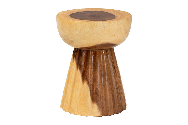 Adede Hand-carved Suar Wood Side Table Baxton