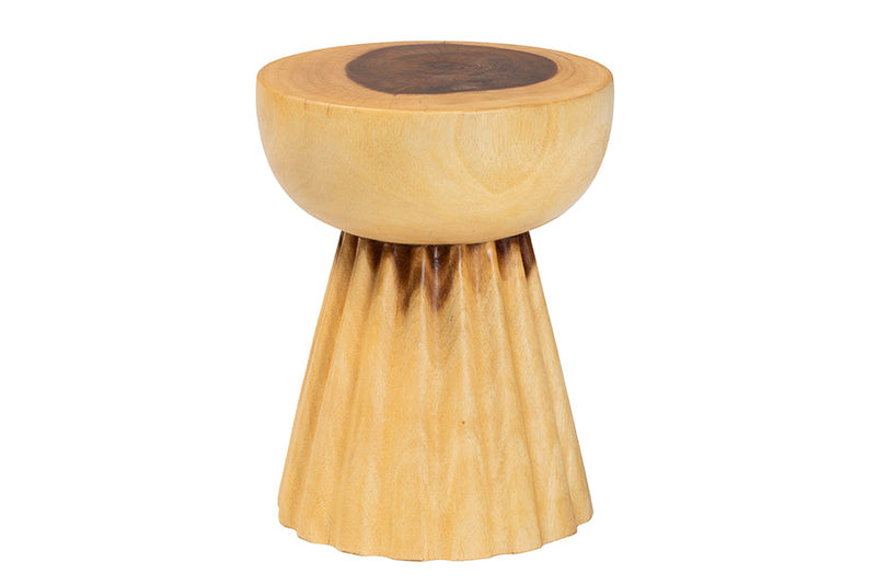Adede Hand-carved Suar Wood Side Table Baxton