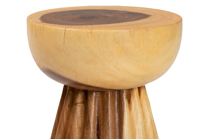 Adede Hand-carved Suar Wood Side Table Baxton